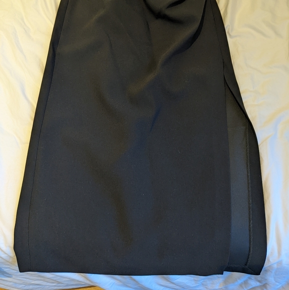 Zara Black Ruched Midi Skirt with Slit, L - Picture 6 of 7